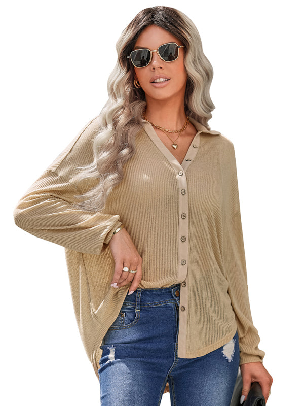 Women's casual knitting thin loose shirt top