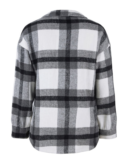 Women's Plaid long sleeve shirt casual coat