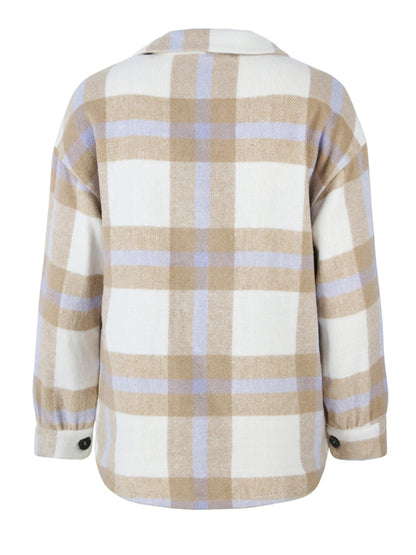 Women's Plaid long sleeve shirt casual coat