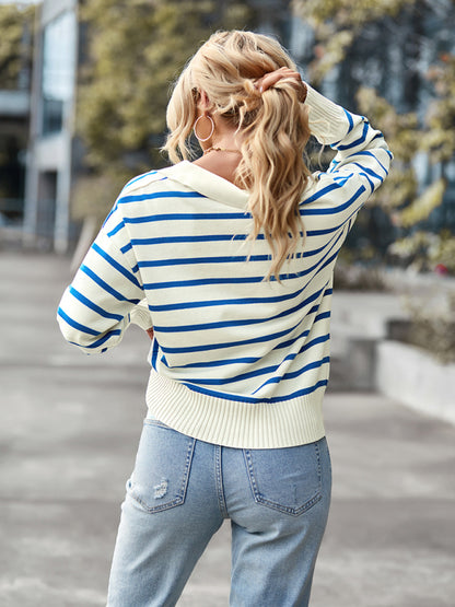 Women's casual stripe soft and comfortable warm top