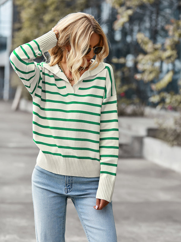 Women's casual stripe soft and comfortable warm top