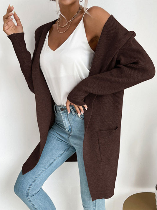 women's hooded pit knitted sweater cardigan coat