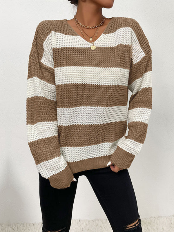 women's casual thin long sleeve striped sweater