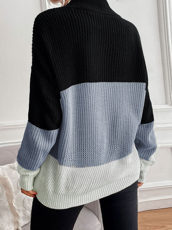 women's color block long sleeve turtleneck sweater women's fashion