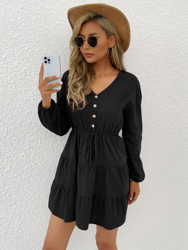 Women's button decorated pullover casual dress