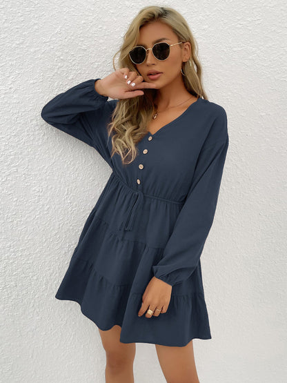 Women's button decorated pullover casual dress