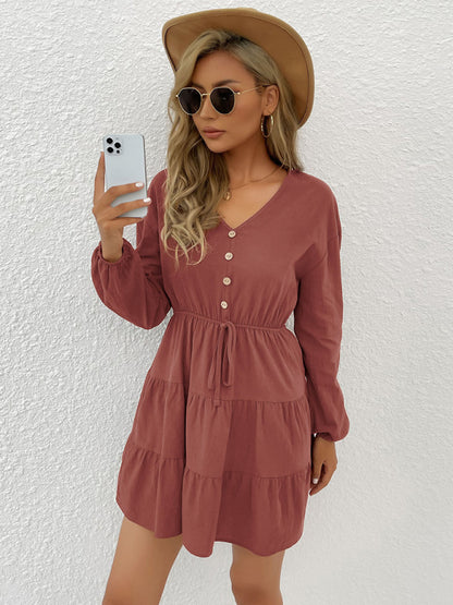 Women's button decorated pullover casual dress