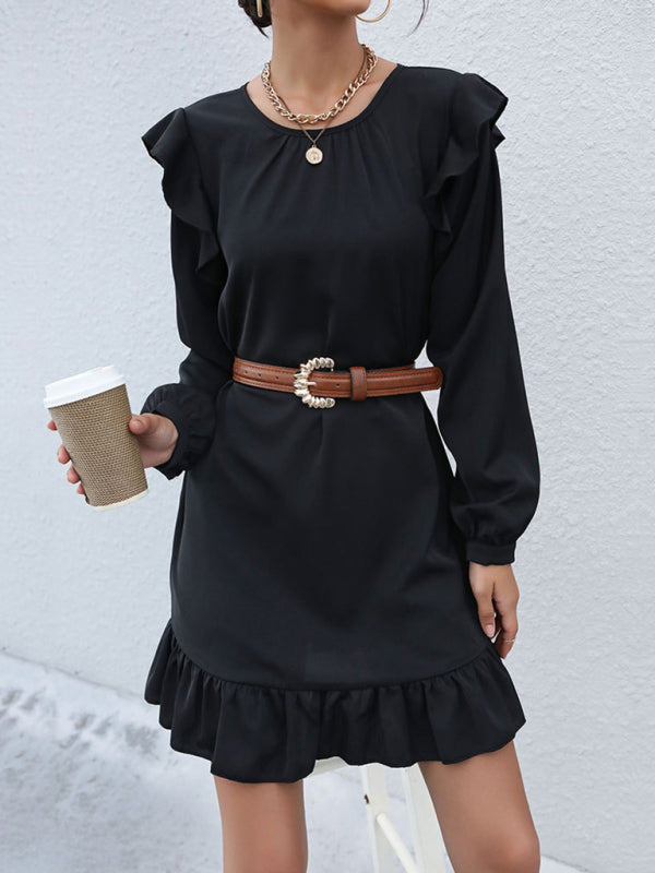 Women's Ruffled Long Sleeve Casual Dress