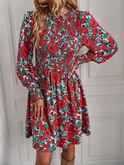 Women's Floral Sexy Lantern Sleeve Casual Dress