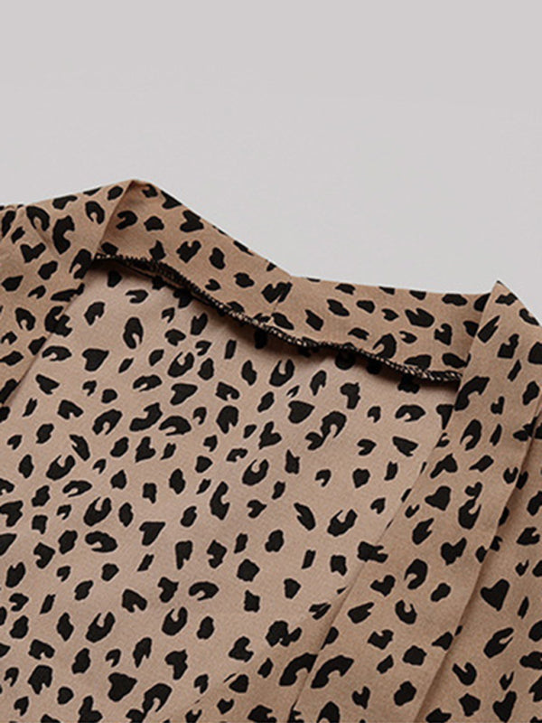 Women's Commuter Leopard Print Tie Shirt