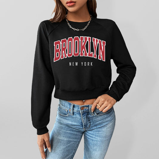 Women's Sports Preppy Round Neck Raglan Sleeve Sweatshirt