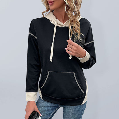 Women's Colorblock Retro Casual Hooded Sweatshirt