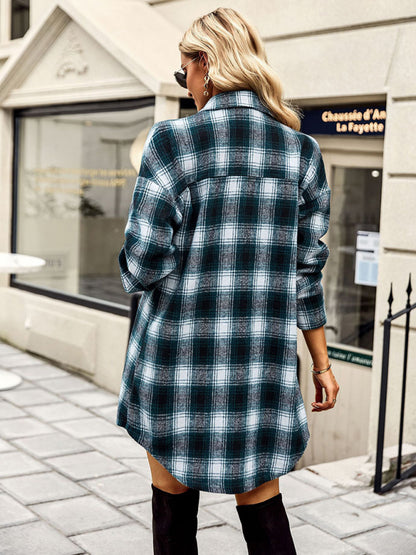 Plaid Shirt Long Tops Versatile Casual Women's Clothing