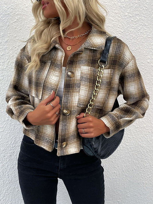 Plaid Pattern Women's Casual Winter Jacket