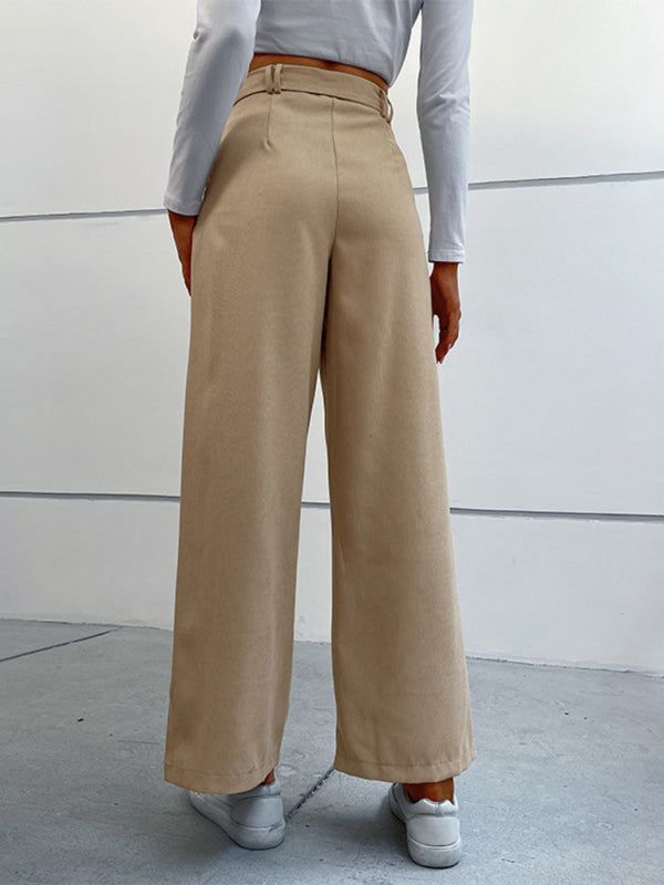 Women's straight solid color casual trousers