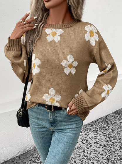 New Fashion Women's Long Sleeve Jacquard Sweater