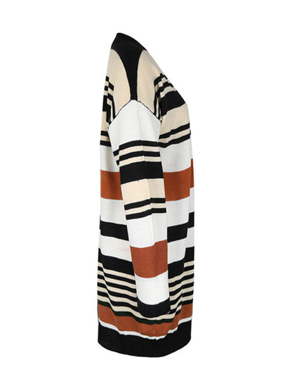 New color block long sweater cardigan