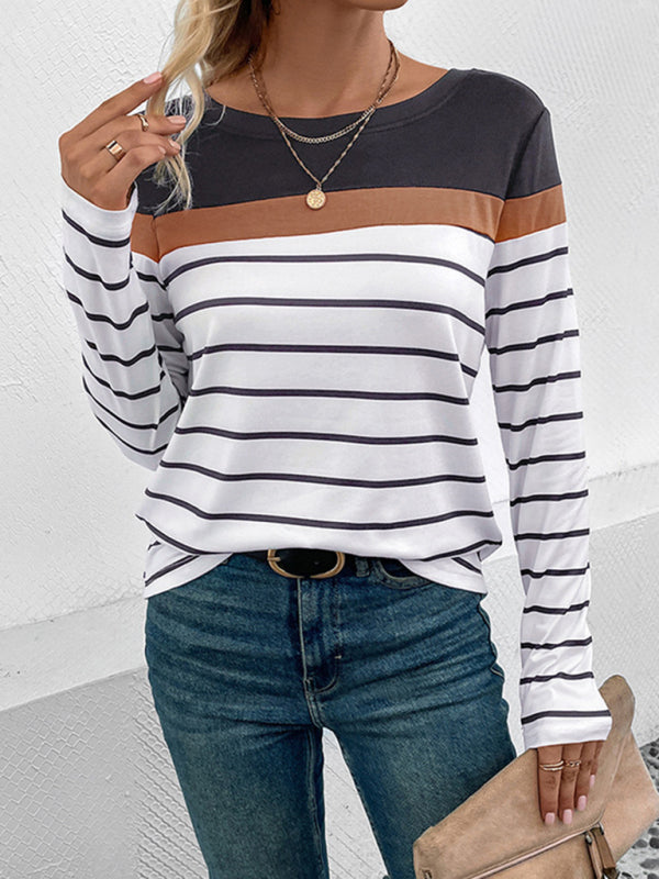 New Women's Striped Casual Long Sleeve Sweater