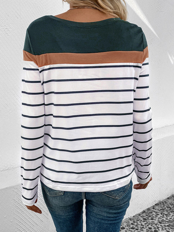 New Women's Striped Casual Long Sleeve Sweater