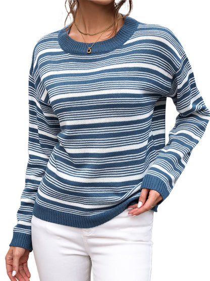 Women Casual Striped Knit Sweater