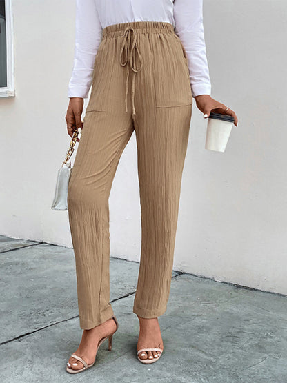 Casual elastic waist pleated women's pants