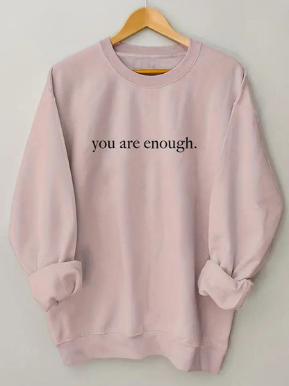 Women's wholesale round neck casual you are enough pattern sweatshirt