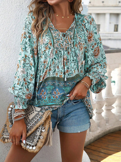 Women's Bohemian Casual Floral Print blouse