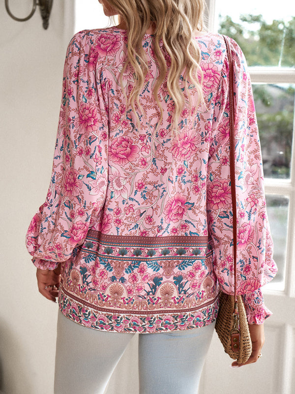 Women's Bohemian Casual Floral Print blouse