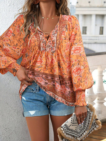 Women's Bohemian Casual Floral Print blouse