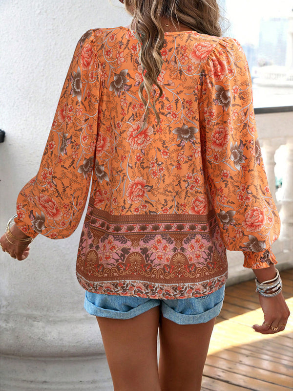 Women's Bohemian Casual Floral Print blouse