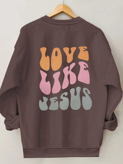 Women's love like letter print crew neck sweatshirt