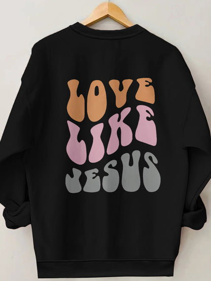 Women's love like letter print crew neck sweatshirt