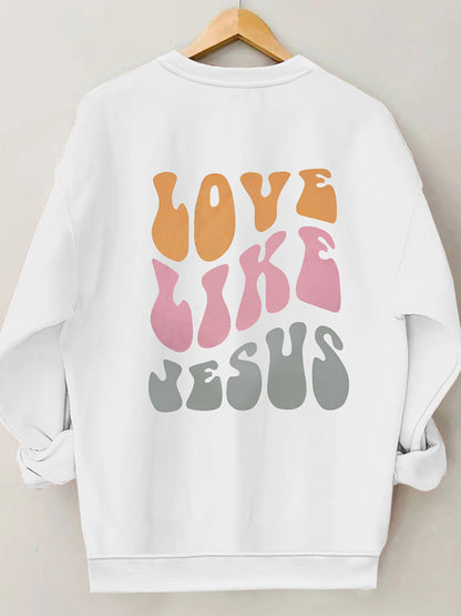 Women's love like letter print crew neck sweatshirt