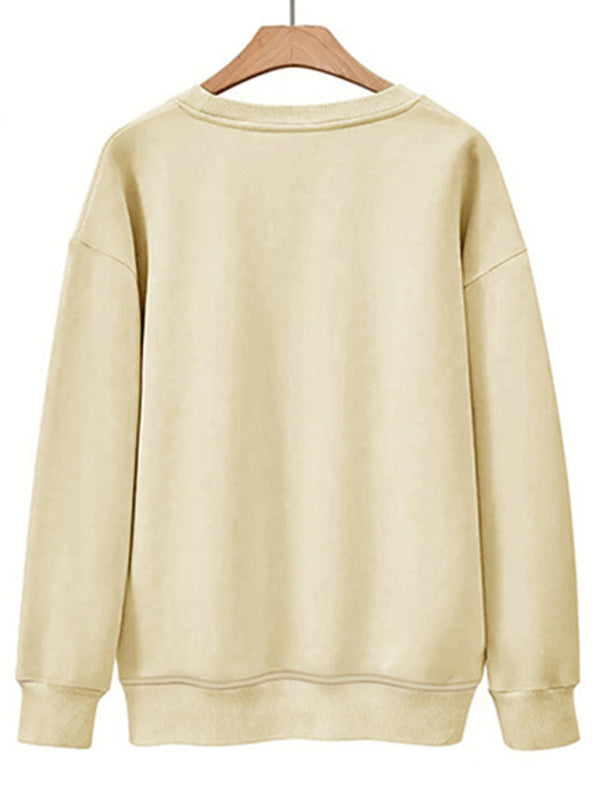 Letter Print Casual Round Neck Sweatshirt