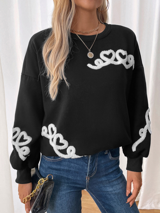 Women's New Casual Round Neck Towel Embroidery Sweatshirt