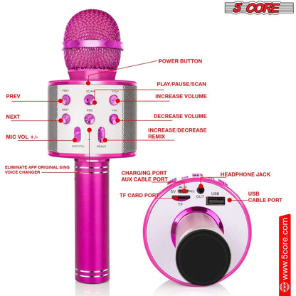 5Core Wireless Karaoke Microphone Bluetooth Mic Portable Handheld Microfonos Inalambricos