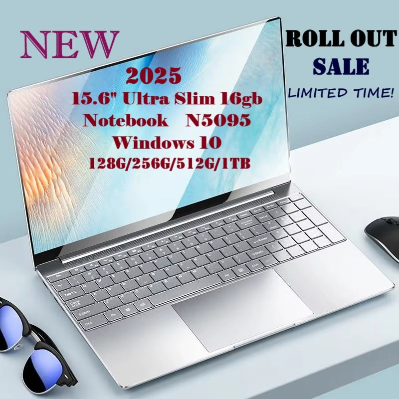 ROLL OUT SALE - NEW 2025 Notebook 15.6 Inch Laptop Windows 11 10 Pro 1920*1080 Cheap Portable Intel Laptop D4 16G RAM 128GB/256GB/512GB/1TB SSD