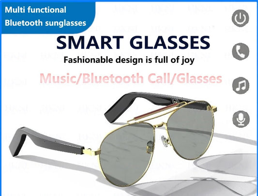 Fashion Designer Style Smart Sun Glasses for Men Women Smart Bluetooth Glasses Can Listen To Music Calls Photosensitive Color Change Sunglasses Voice Assistant Fast Charging