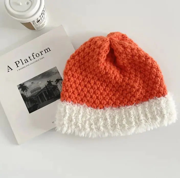 Handmade Plush Stitching Knitted Hat Female