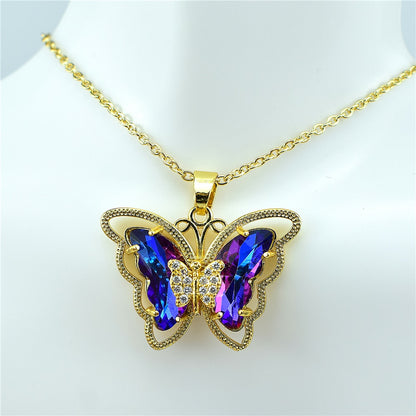 Crystal Glass Butterfly Necklace