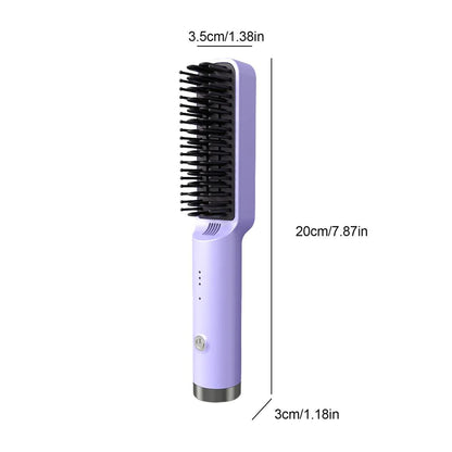 Portable Wireless Fast Heated Straightener Brush Hair