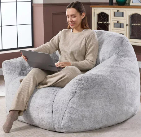 Plush Giant Bean Bag Sofa Chair with Armrests